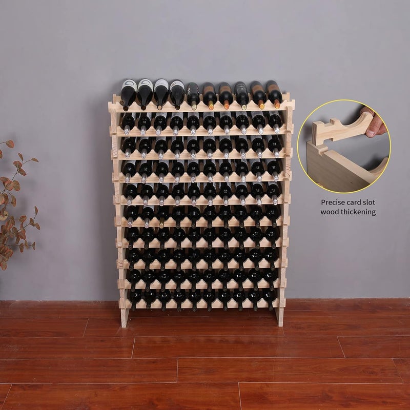 fdjamy Wine Rack Cabinet Freestanding for Floor Wooden Stackable Storage Modular countertop Wood Wine Holder (100bottle) - Image 4